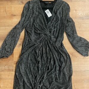 Torrid Black and Silver Long Sleeve Dress